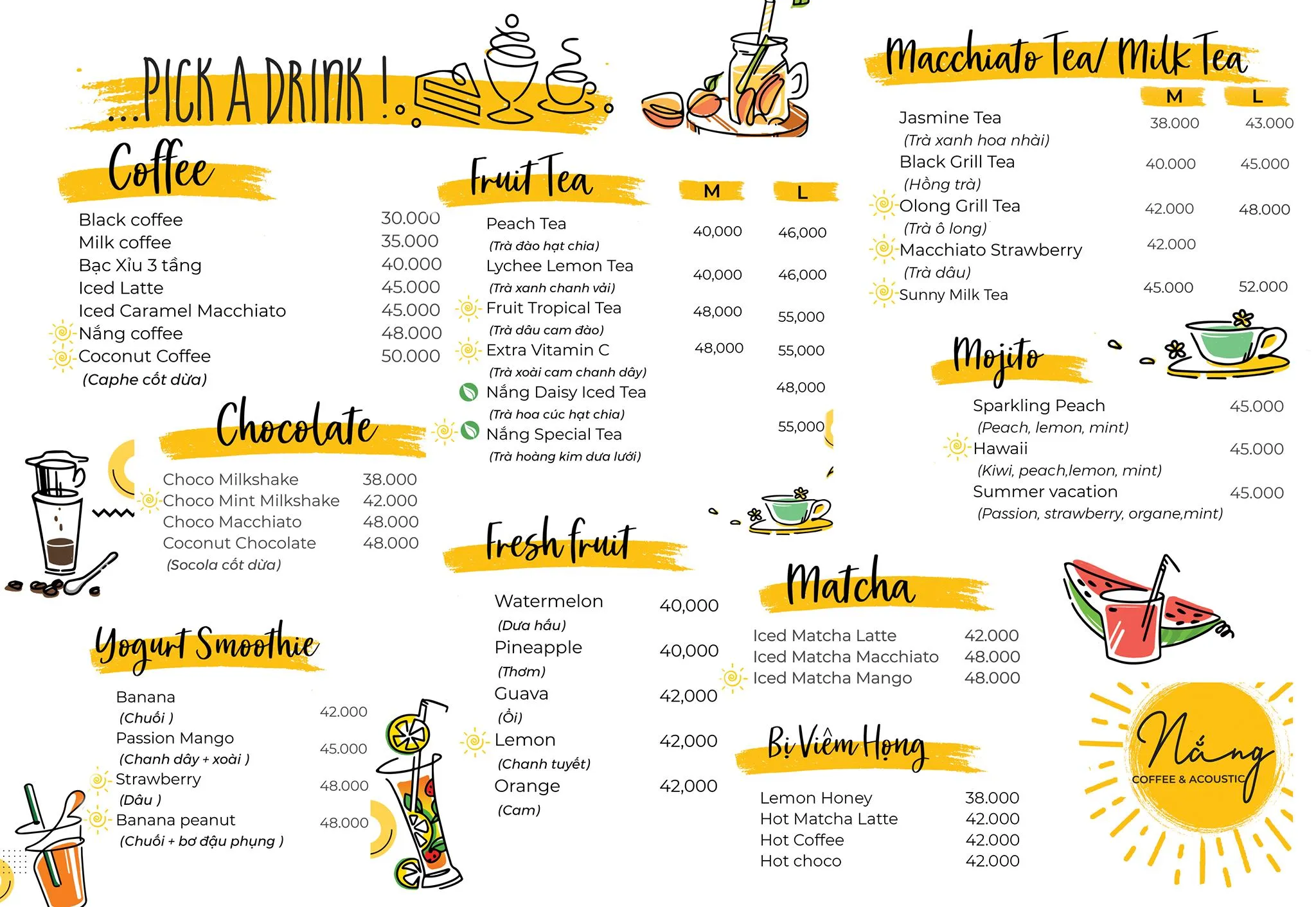Nắng Rooftop Menu