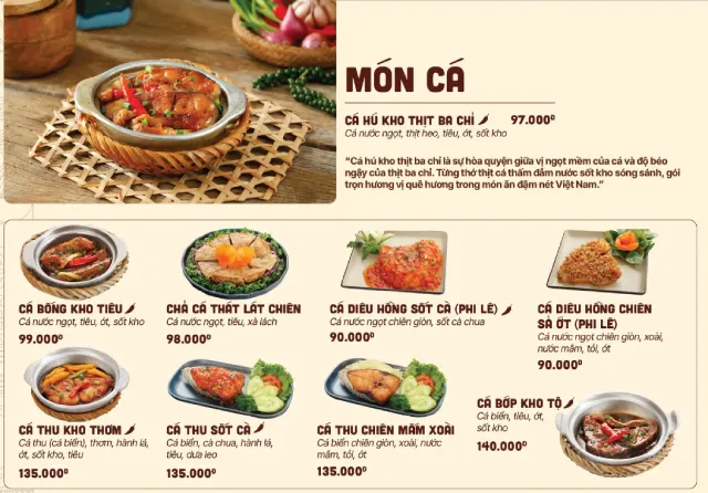 Món cá trong menu cơm niêu Thiên Lý