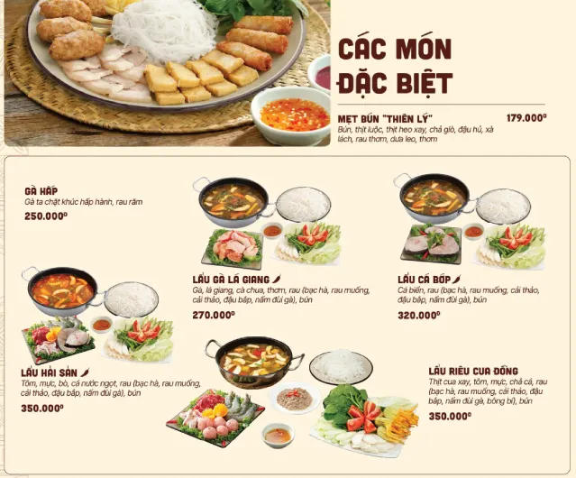 Món đặc biệt trong menu cơm niêu Thiên Lý